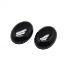 18x13mm Natural Stone Cabochon - Black Agate -2pc