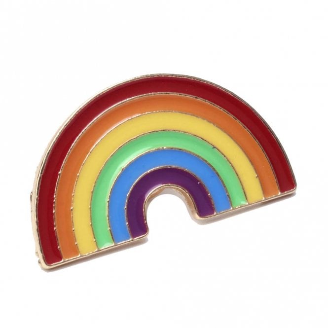 19x34mm Enamel Rainbow Brooch with Pin - Gold Plated - 1pc