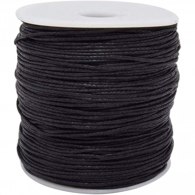1mm Waxed Cotton Cord - Black - 100m Roll