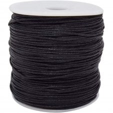 1mm Waxed Cotton Cord - Black - 100m Roll