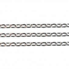 2.5x4mm Textured Link Trace Cable Chain - Silver Plated - 1m