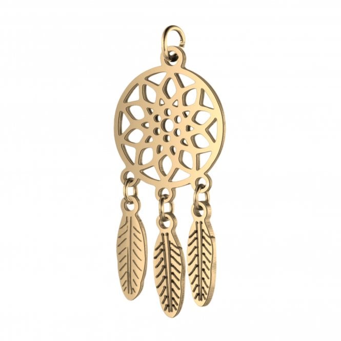 201 Stainless Steel Dreamcatcher Pendant 46x20mm - Gold Plated - 1pc