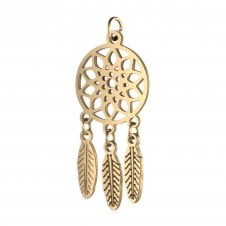 201 Stainless Steel Dreamcatcher Pendant 46x20mm - Gold Plated - 1pc