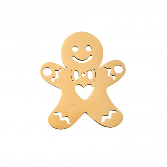 201 Stainless Steel Gingerbread Man Charm 17x14mm - Golden Plated - 1pc