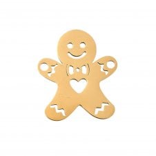 201 Stainless Steel Gingerbread Man Charm 17x14mm - Golden Plated - 1pc