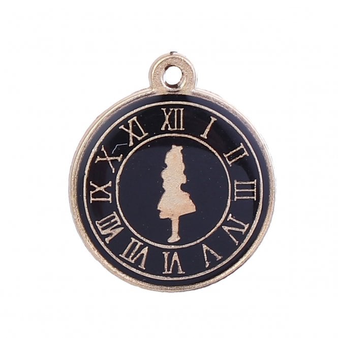 20mm Alice Enamel Pocket Watch Pendant - Gold Plated - 1pc