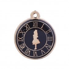 20mm Alice Enamel Pocket Watch Pendant - Gold Plated - 1pc
