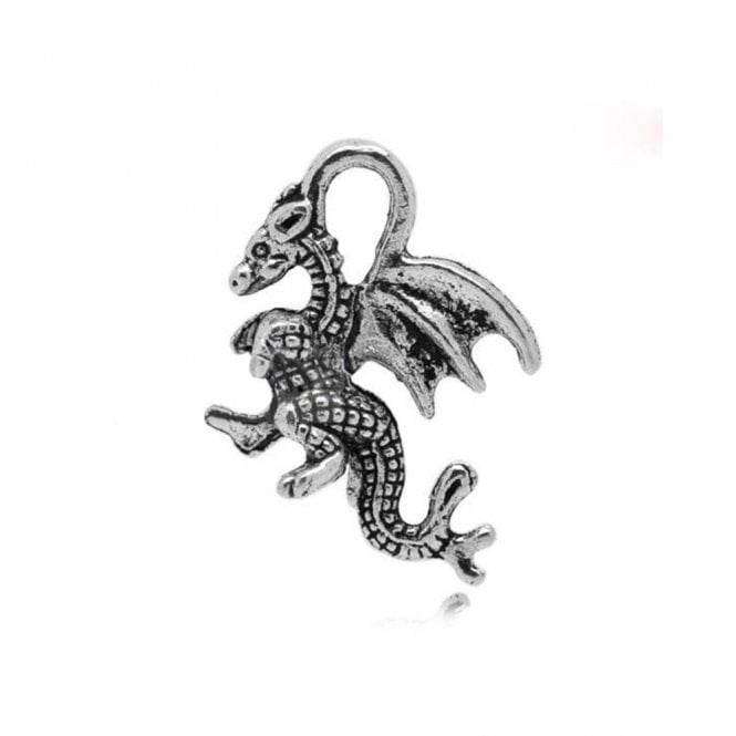 20mm Mini Dragon Pendant - Antique Silver Plated - 5pcs
