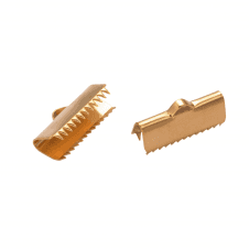 20mm Ribbon Clamps Cord End Crimps - 304 Stainless Steel (ION Gold Plated) - 2pcs
