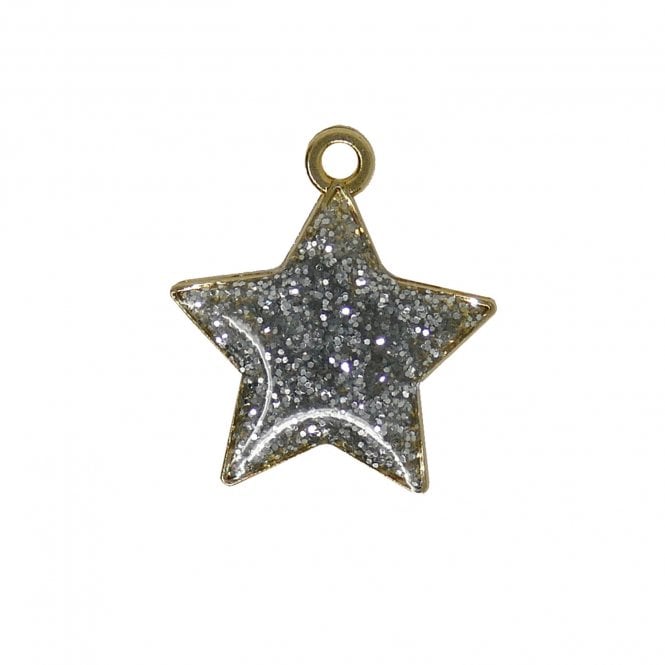 20mm Silver Glitter Enamel Pendant - Gold Plated - 2pcs