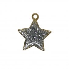 20mm Silver Glitter Enamel Pendant - Gold Plated - 2pcs