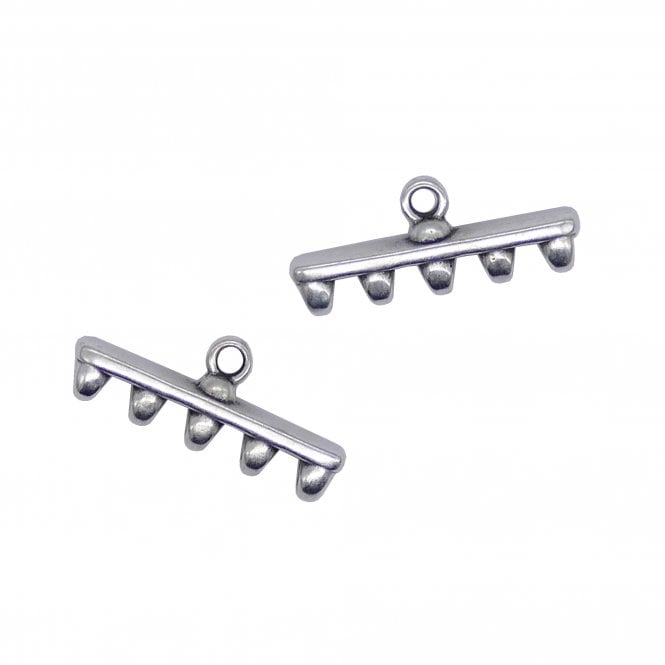 20x8mm Rozos V Superduo Bead End - Antique Silver Plated - 2pcs