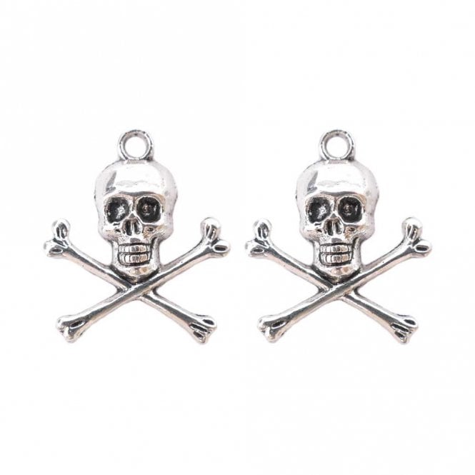 24x21mm Skull Pendant - Silver Plated - 2pc