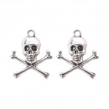24x21mm Skull Pendant - Silver Plated - 2pc