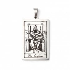 24x37mm Stainless Steel Tarot Pendant - 'The Emperor' - 1pc