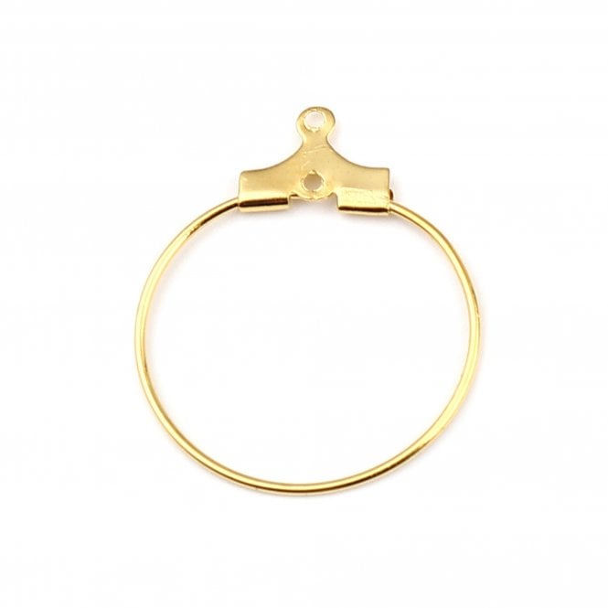 25mm Circle Hoop Earring Component - Gold Plated - 4pcs
