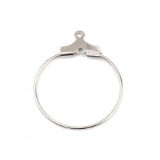 25mm Circle Hoop Earring Component - Silver Tone Plated - 4pcs