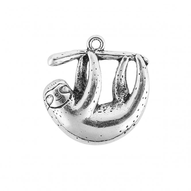 25mm Hanging Sloth Pendant - Antique Silver Plated - 1pc