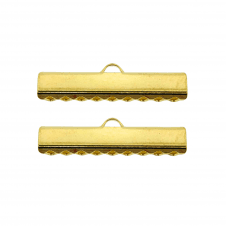 25mm Ribbon Clamps Cord End Crimps - Gold Plated - 2pcs