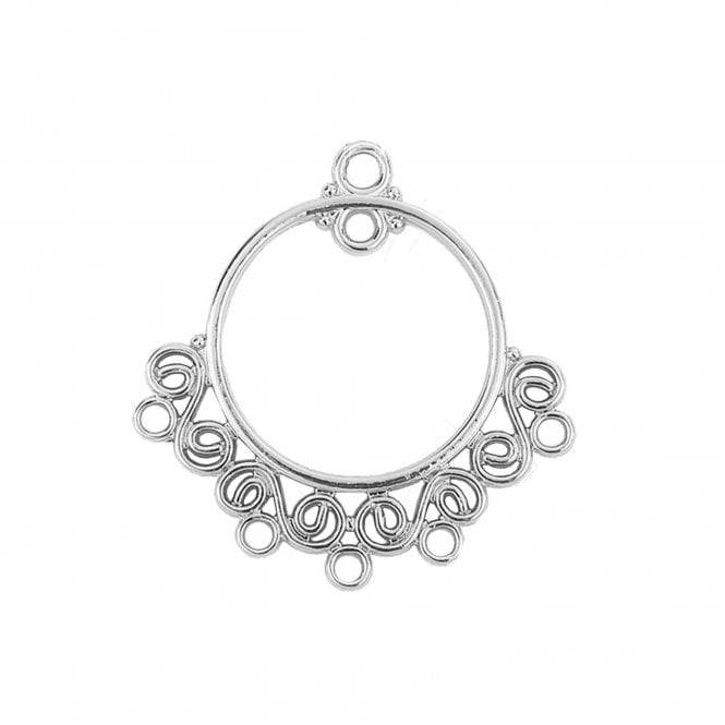 25x24mm Filligree Chandelier Connector - Antique Silver - 2pcs
