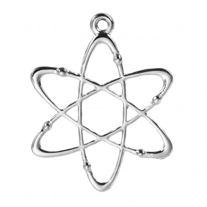26mm Atom Chemistry Science Pendant - Silver Plated - 2pcs