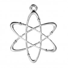 26mm Atom Chemistry Science Pendant - Silver Plated - 2pcs