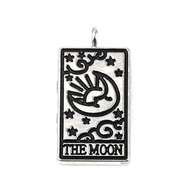 26x13mm Silver Tone - Tarot Pendant - The Moon - 1pc