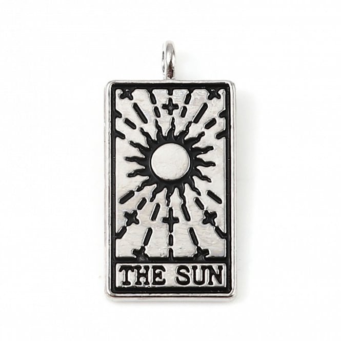 26x13mm Silver Tone - Tarot Pendant - The Sun - 1pc