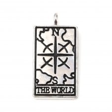 26x13mm Silver Tone - Tarot Pendant - The World - 1pc