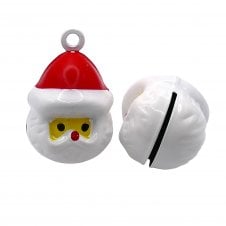 26x16mm Metal Santa Head Bell - White Plated - 2pcs