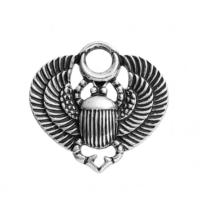 27mm Scarab Pendant - Antique Silver Plated - 1pc