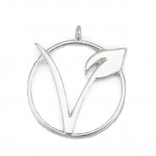 28mm Vegetarian Symbol Pendant - Silver Plated - 1pc