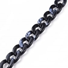 29x21mm Acrylic Chunky Oval Chain - Black - 1m