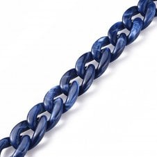 29x21mm Acrylic Chunky Oval Chain - Marine Blue - 1m