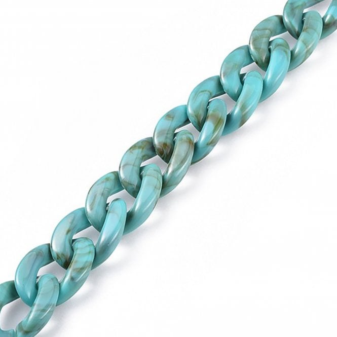 29x21mm Acrylic Chunky Oval Chain - Turquoise - 1m