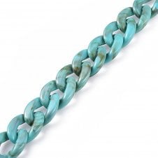 29x21mm Acrylic Chunky Oval Chain - Turquoise - 1m