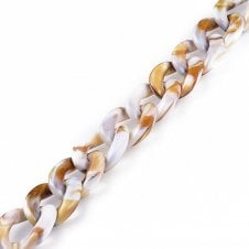 29x21mm Acrylic Chunky Oval Chain - White/Golden - 1m
