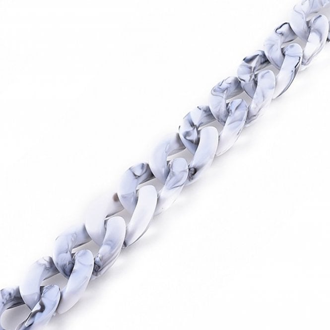29x21mm Acrylic Chunky Oval Chain - White Smoke - 1m