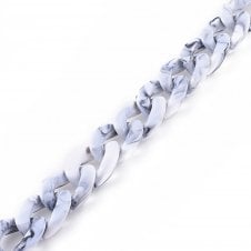29x21mm Acrylic Chunky Oval Chain - White Smoke - 1m