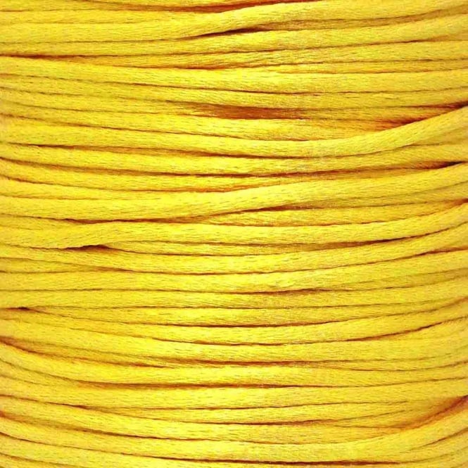 2mm Rattail Satin Cord - Yellow - 5m