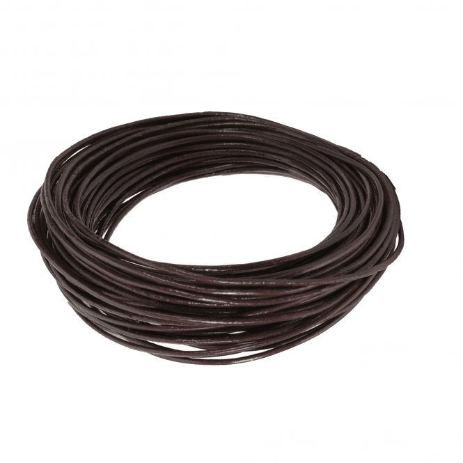 2mm Round Leather Cord - Brown - 5m