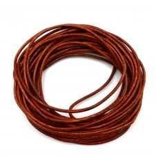 2mm Round Leather Cord - Cognac Brown - 5m