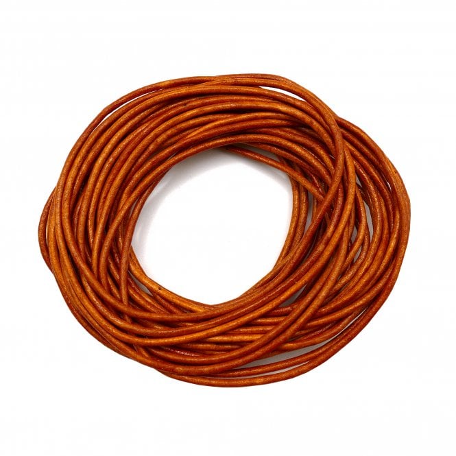 2mm Round Leather Cord - Honey Tan - 5m