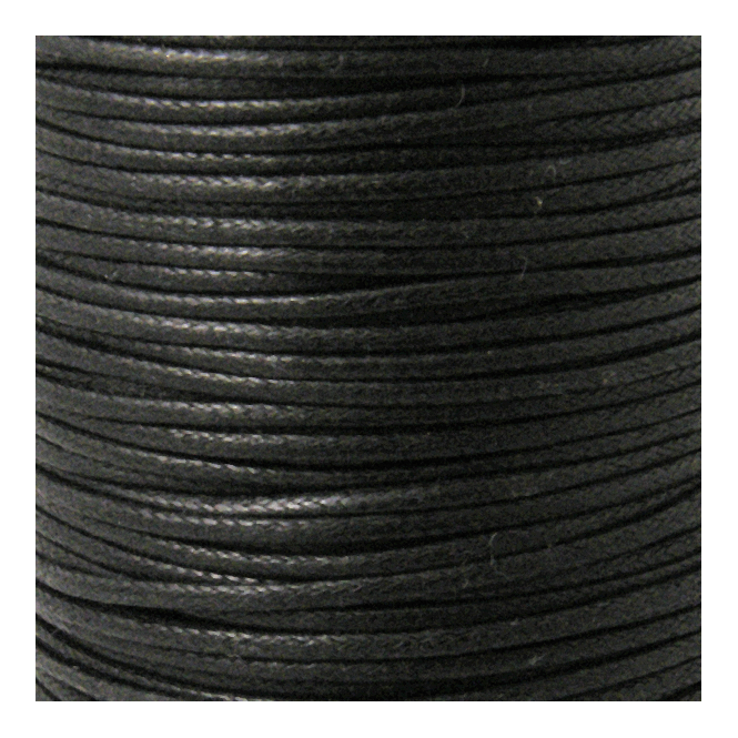 2mm Waxed Cotton Cord - Black - 10m