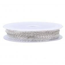 2x1.8mm Cable Trace Chain - Silver Plated - 3m Spool