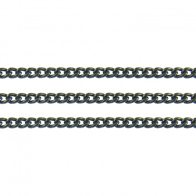 2x2.5mm Fine Steel Curb Chain - Black Plated - 1m