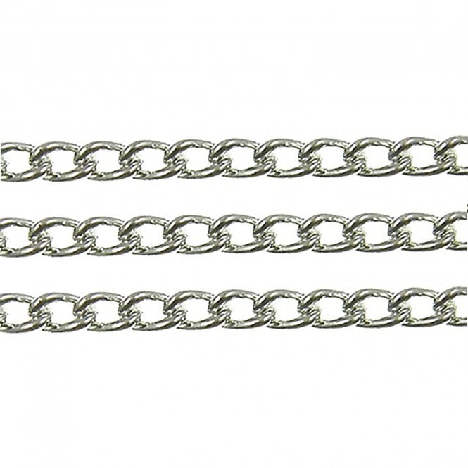 2x2.5mm Fine Steel Curb Chain - Silver Plated - 1m