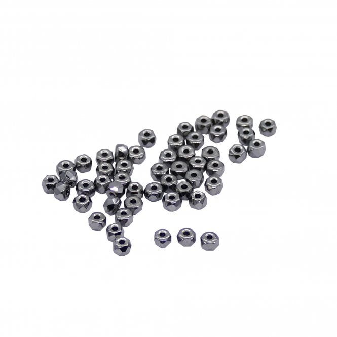 2x3mm Czech Glass Faceted Micro Spacer - Chrome - 50pcs