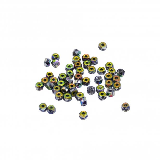 2x3mm Czech Glass Faceted Micro Spacer - Full Vitrail - 50pcs