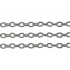2x3mm Fine Steel Trace Chain - Silver Plated - 1m